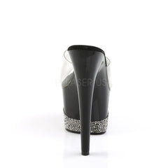 PLEASER ADORE-701-3 Clear-Black-Pewter Platform Slides - Shoecup.com - 4