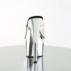 PLEASER ADORE-701 Clear-Silver Chrome Platform Slides - Shoecup.com - 4