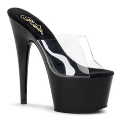 PLEASER ADORE-701 Clear-Black Platform Slides - Shoecup.com - 1