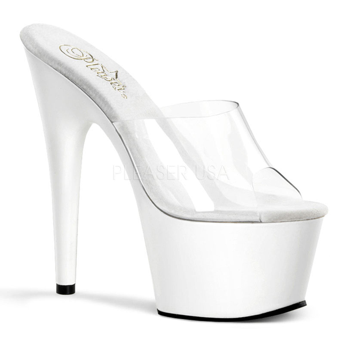 PLEASER ADORE-701 Clear-White Platform Slides - Shoecup.com - 1