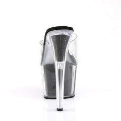 PLEASER ADORE-701G Clear-Black Glitter Platform Slides - Shoecup.com - 4