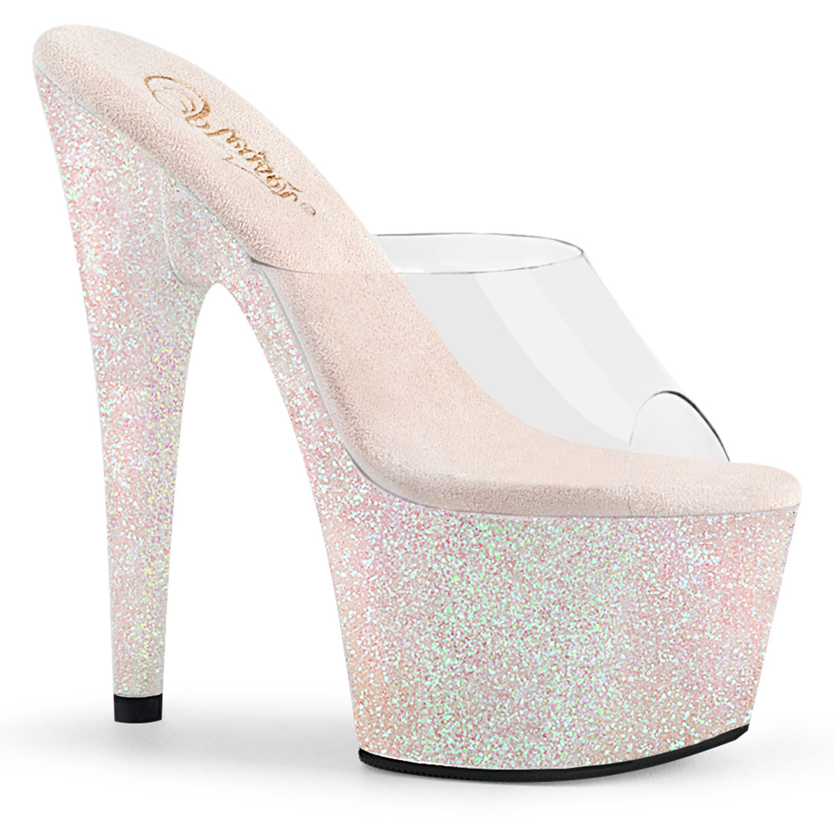 7" Heel ADORE-701HMG Clear Opal Glitter