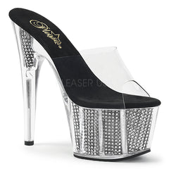 Pleaser ADORE-701SRS Black Rhinestone Platform Slide