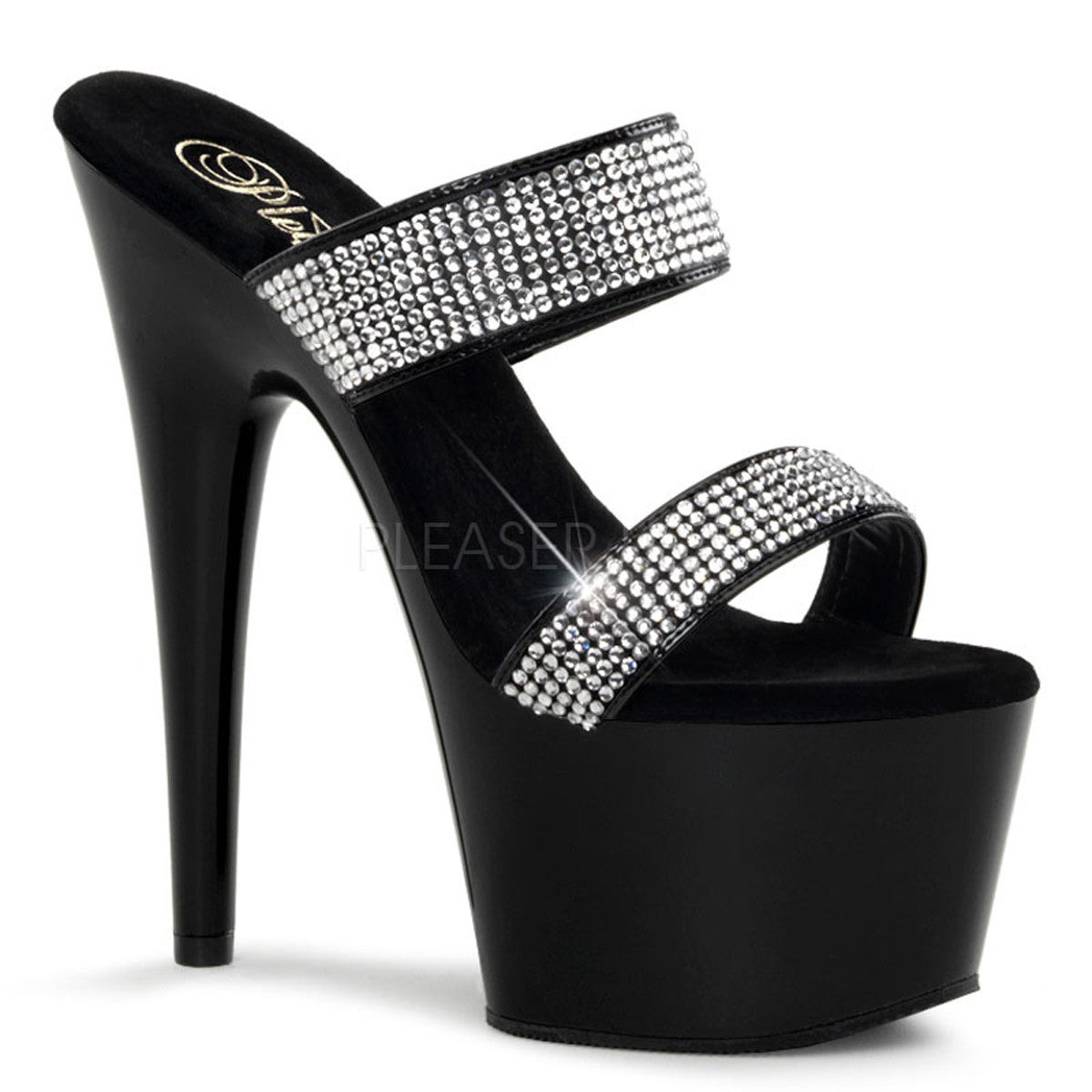 PLEASER ADORE-702-2 Black Pat Stiletto Slides - Shoecup.com - 1