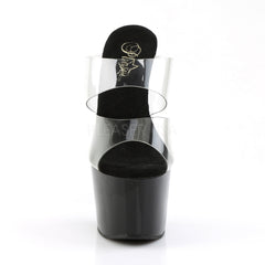 PLEASER ADORE-702 Clear-Black Stiletto Slides - Shoecup.com - 2