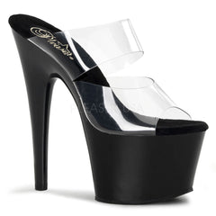 PLEASER ADORE-702 Clear-Black Stiletto Slides - Shoecup.com - 1