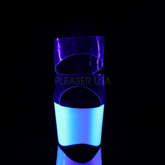 PLEASER ADORE-702UV Clear-Neon White Stiletto Slides - Shoecup.com - 2