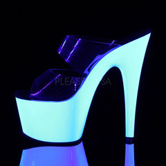 PLEASER ADORE-702UV Clear-Neon White Stiletto Slides - Shoecup.com - 3