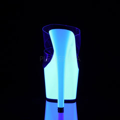 PLEASER ADORE-702UV Clear-Neon White Stiletto Slides - Shoecup.com - 4