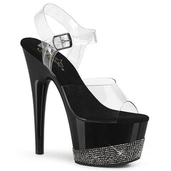 7" Heel ADORE-708-3 Black Pewter Rhinestone