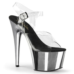 7 Inch Heel ADORE-708 Clear Chrome Silver