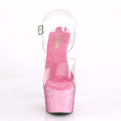 7 Inch Heel ADORE-708CF Clear Pink Confetti