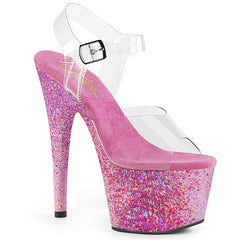 7" Heel ADORE-708CF Clear Pink Confetti