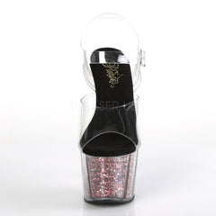 7 Inch Heel ADORE-708CG Clear Pink Glitter