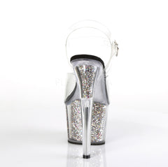 7 Inch Heel ADORE-708CG Clear Silver Glitter