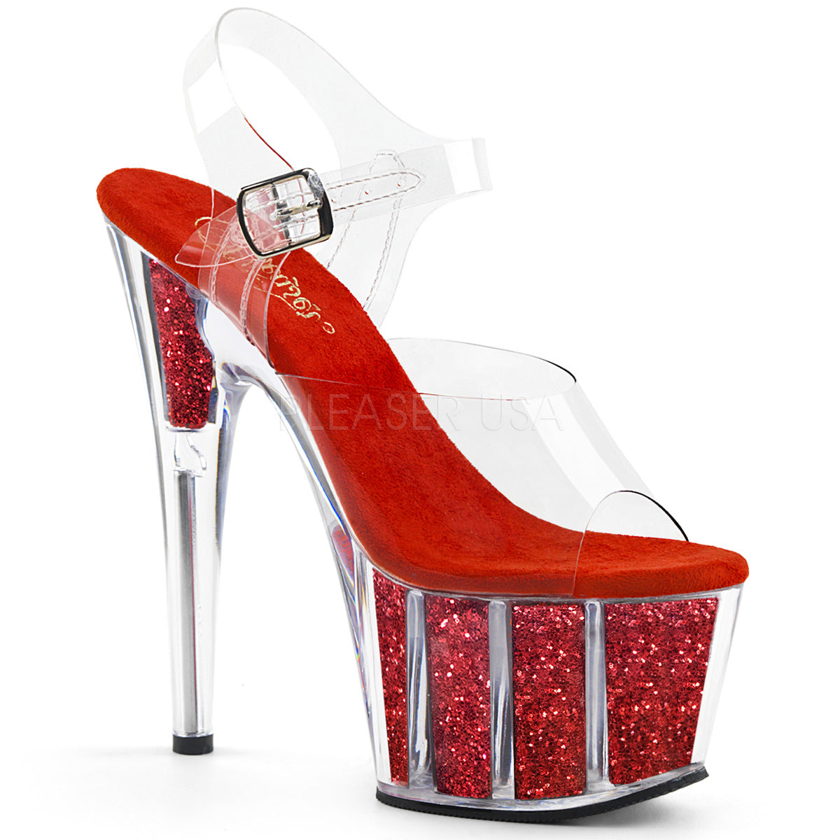 7" Heel ADORE-708G Red Glitter