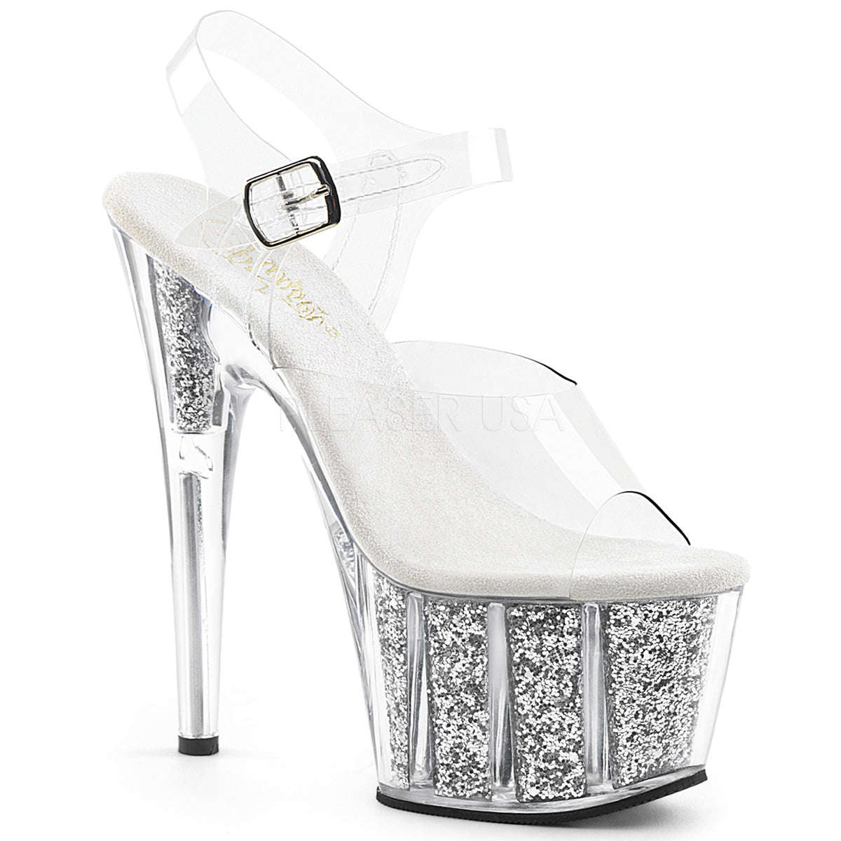 7" Heel ADORE-708G Silver Glitter