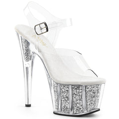 7" Heel ADORE-708G Silver Glitter