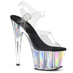 7" Heel ADORE-708HGI Clear Silver Hologram