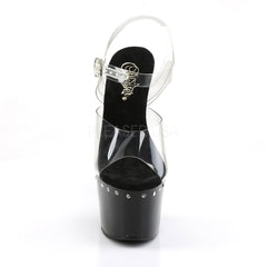 PLEASER ADORE-708LS Clear-Black Ankle Strap Sandals - Shoecup.com - 2
