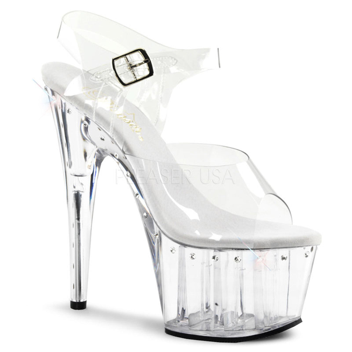 PLEASER ADORE-708LS Clear Ankle Strap Sandals - Shoecup.com - 1