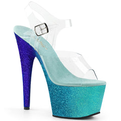 7" Heel ADORE-708OMBRE Aqua Blue