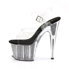 7 Inch Heel ADORE-708SRS Black Rhinestone