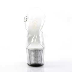7 Inch Heel ADORE-708SRS Silver Rhinestone