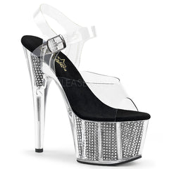 Pleaser ADORE-708SRS Black Rhinestone Platform Sandal