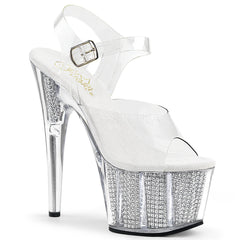 Pleaser ADORE-708SRS Silver Rhinestone Platform Sandal