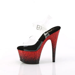 7 Inch Heel ADORE-708SS Clear Red Glitter