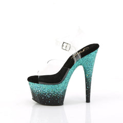 7 Inch Heel ADORE-708SS Clear Turquoise Glitter