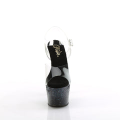 7 Inch Heel ADORE-708SS Clear Black Glitter
