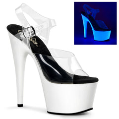 7 Inch Heel ADORE-708UV Clear-Neon White