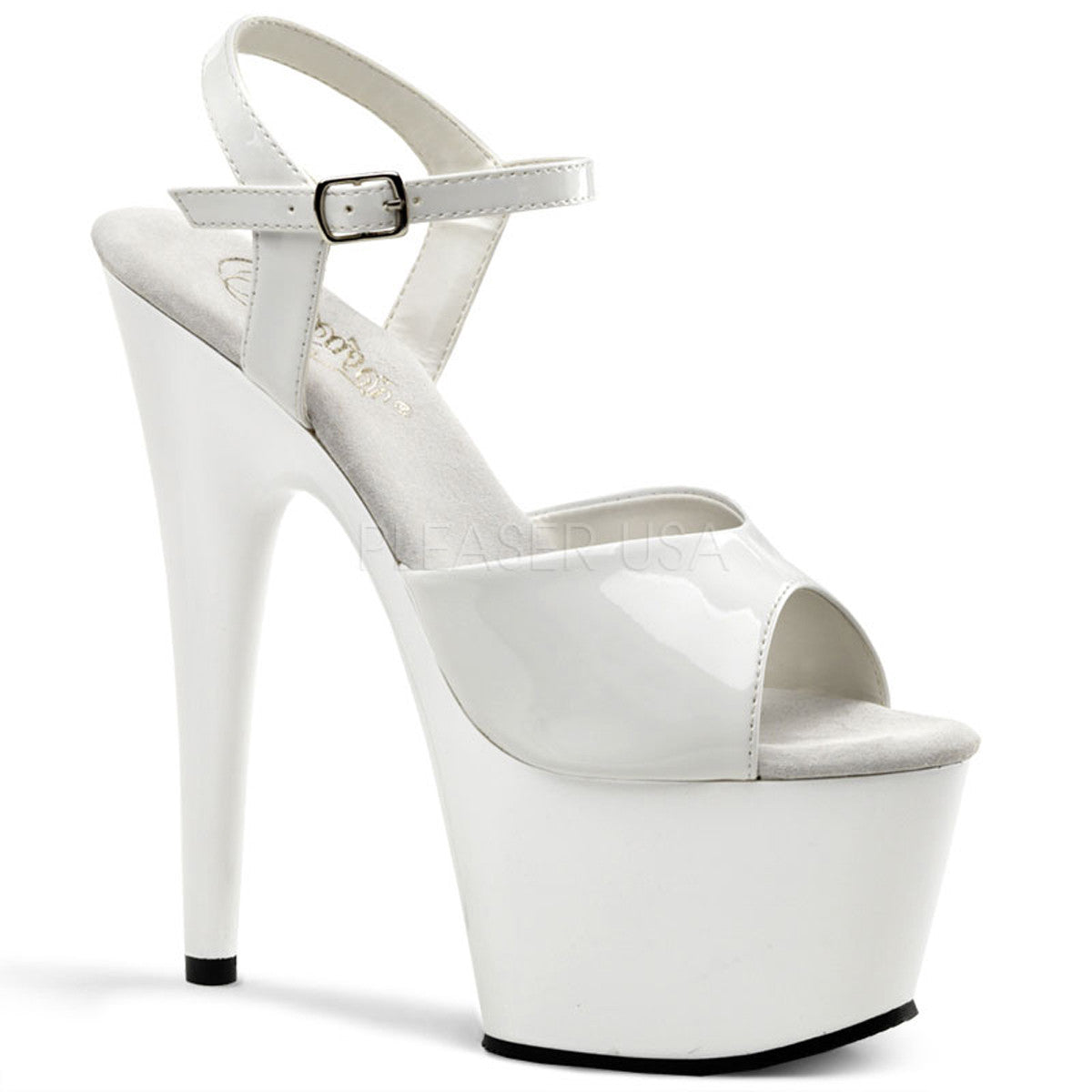 PLEASER ADORE-709 White Ankle Strap Sandals - Shoecup.com - 1