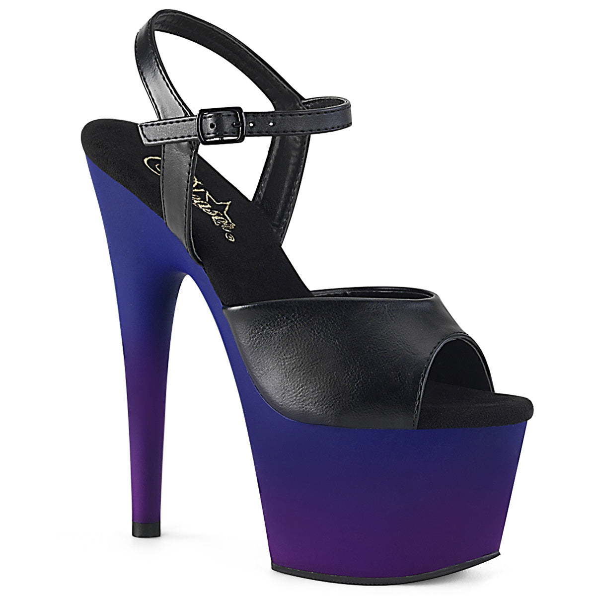 7" Heel ADORE-709BP Black Blue Purple Ombre