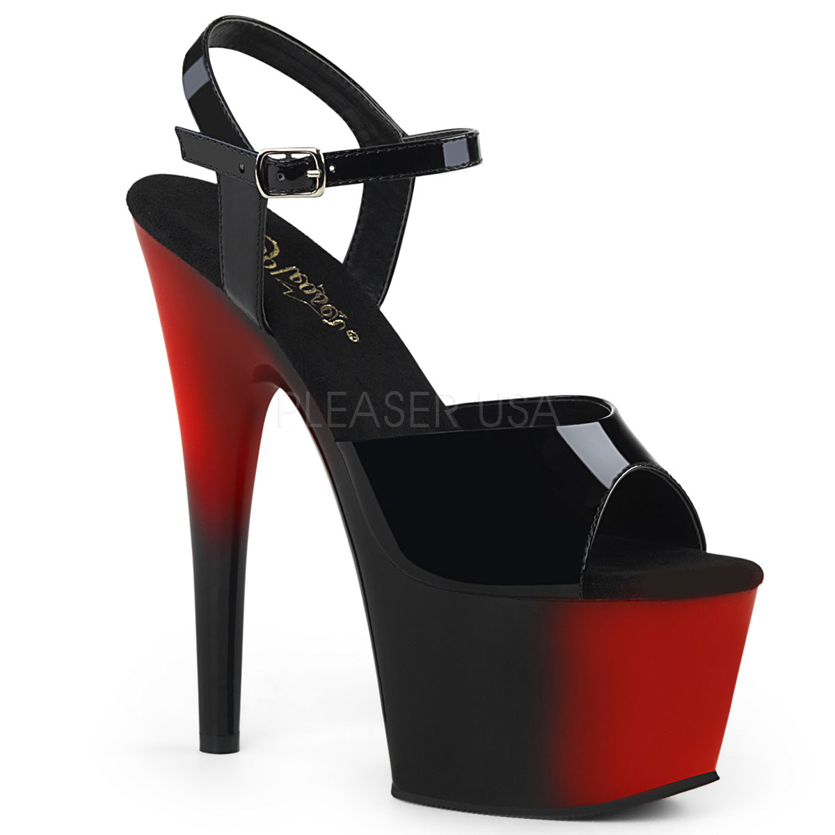 7" Heel ADORE-709BR Black Pat Red