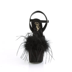 7 Inch Heel ADORE-709F Black Suede Feather