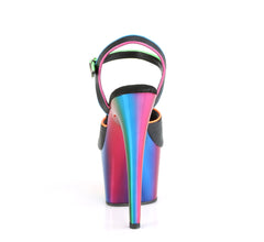 7 Inch Heel ADORE-709RC-02 Black Pu Rainbow Chrome
