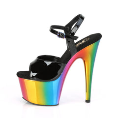 7 Inch Heel ADORE-709RC Black Pat Rainbow Chrome