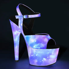 7" Heel ADORE-709REFL Purple Blue Reflective