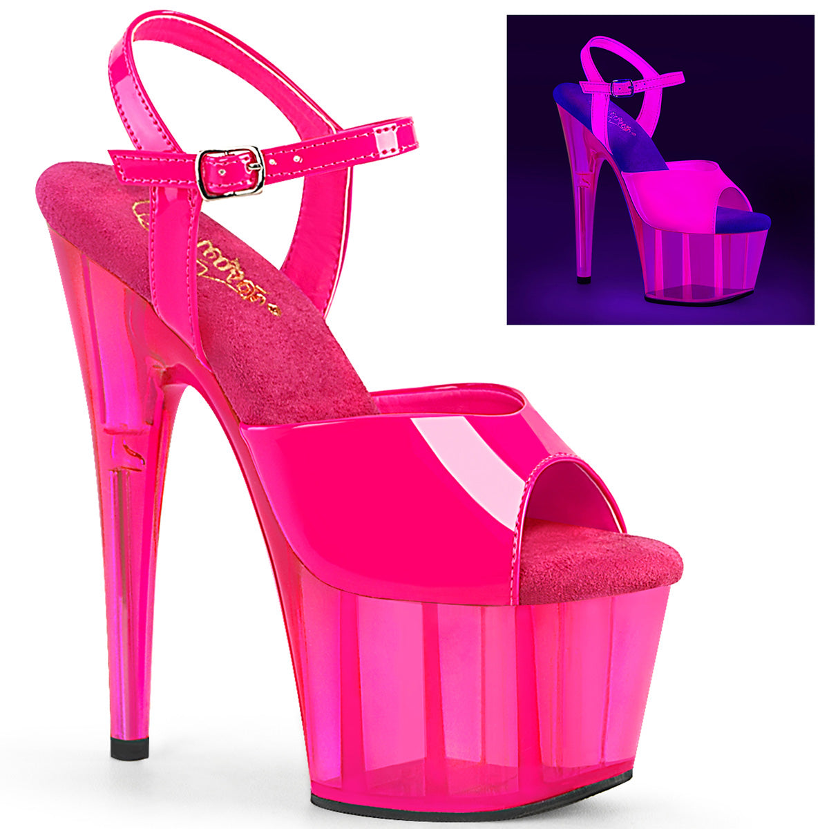 7 Inch Heel ADORE-709UVT Neon Hot Pink