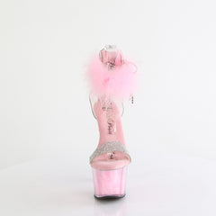 7 Inch Heel ADORE-727F Clear Baby Pink Fur