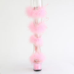 7 Inch Heel ADORE-728F Clear Baby Pink Fur