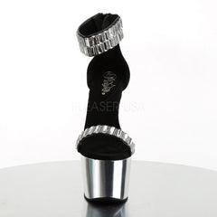 Pleaser ADORE-769RS Black Sandals With Silver Chrome Platform - Shoecup.com - 2
