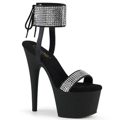 7 Inch Heel ADORE-770 Black PU Rhinestone
