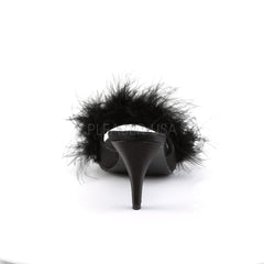FABULICIOUS AMOUR-03 Black Satin-Fur Classic Slippers - Shoecup.com - 4