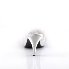 FABULICIOUS AMOUR-03 Wht Satin-Fur Classic Slippers - Shoecup.com - 4