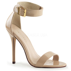 Pleaser AMUSE-10 Cream Patent Ankle Strap Sandals - Shoecup.com - 1