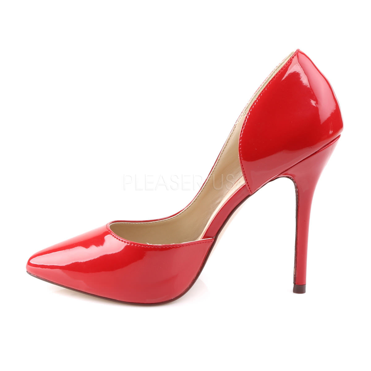 Pleaser AMUSE-22 Red Patent D'Orsay Pumps - Shoecup.com - 3